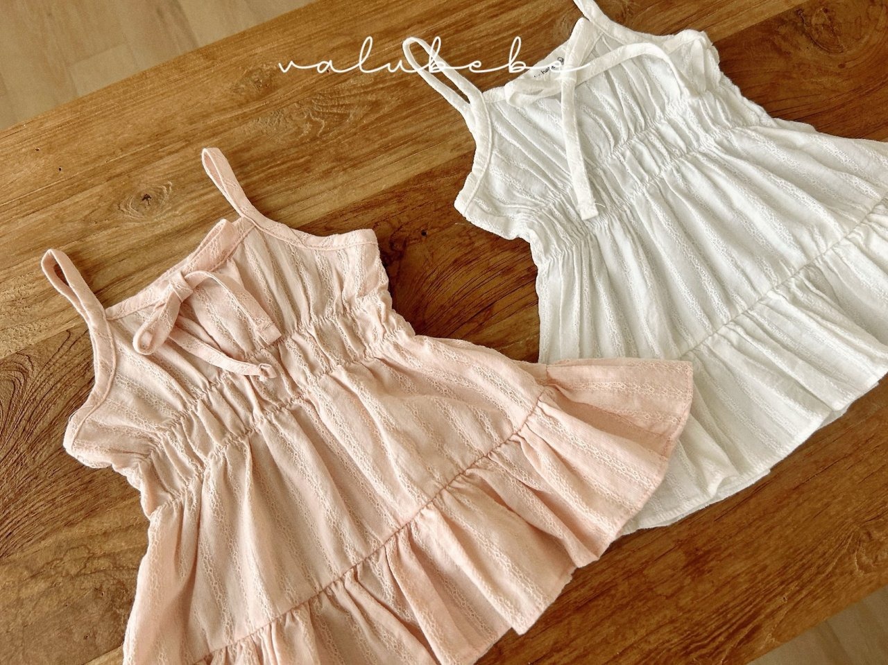 [valubebe] Shirred tie dress / [벨루베베] 셔링끈원피스