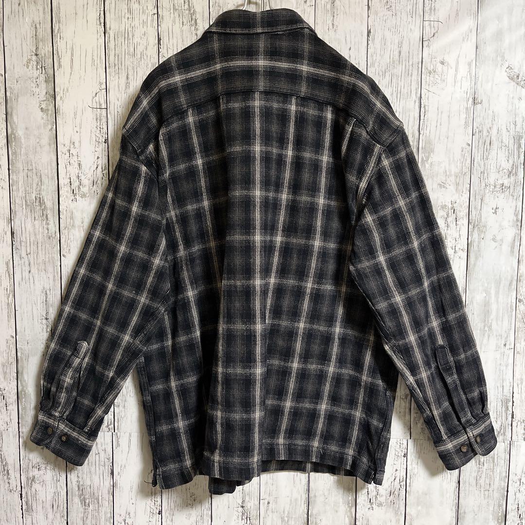 90's ST JOHN'S BAY Heavy Flannel Shirt Ombre Check セントジョンズ