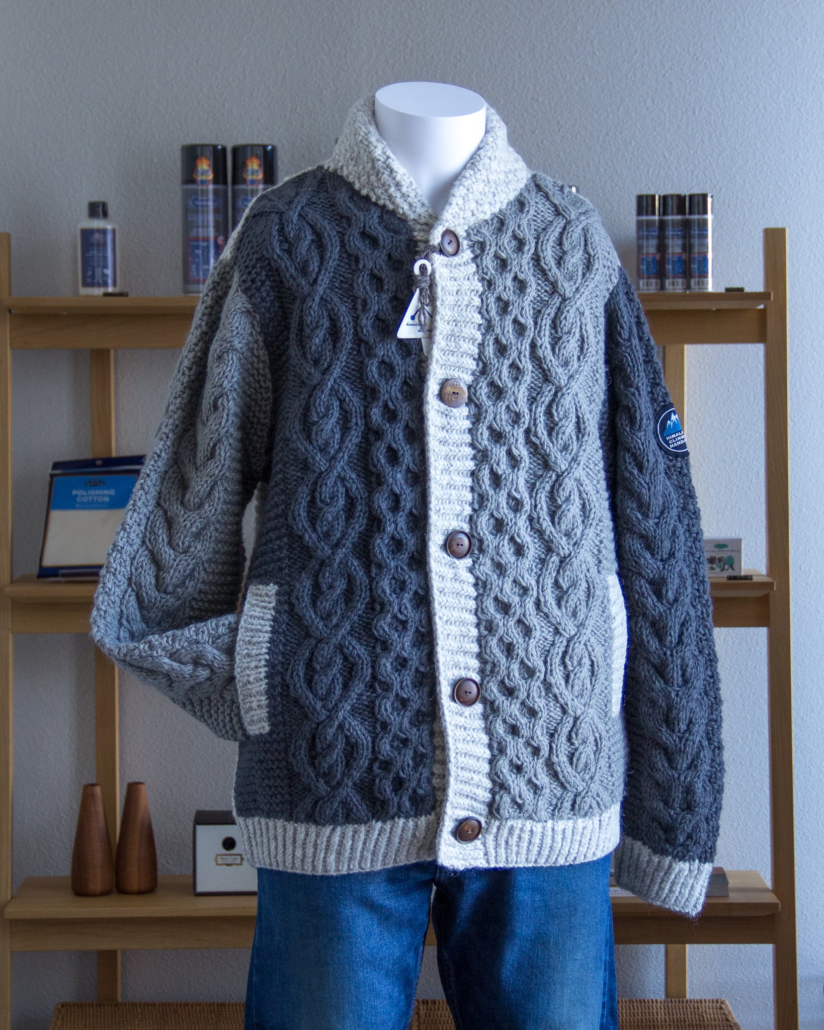 ヒマラヤンクライマーズハンドニット ショールカーディガン クレイジー  