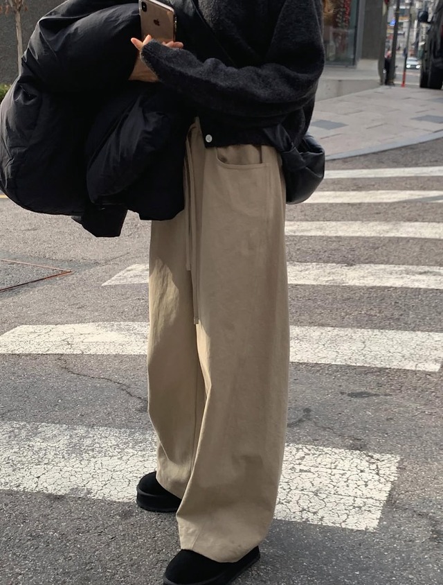 (OUNCE) check hole banding short pants