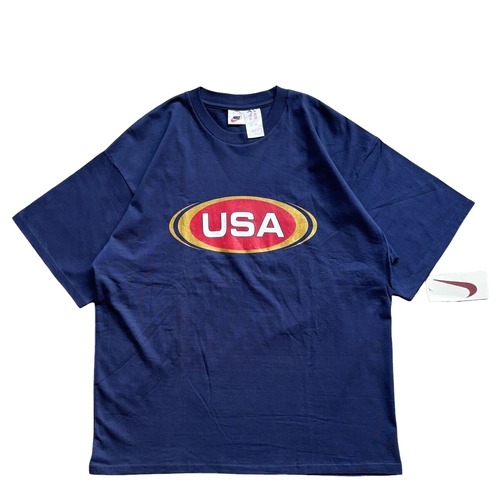 【Dead Stock】90s NIKE 半袖Tシャツ Tee アトランタ オリンピック ロゴ USA プリント L 紺 ナイキ VINTAGE