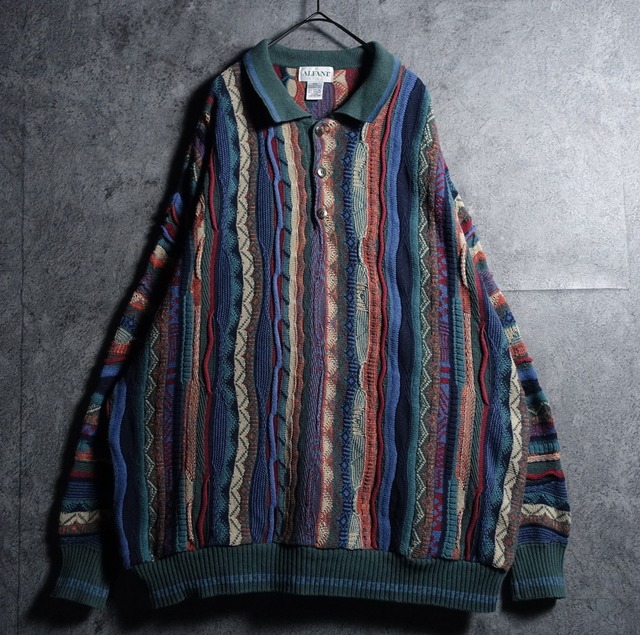 EURO “ALFANI” Multicolor 3D Pattern Design Knit Polo