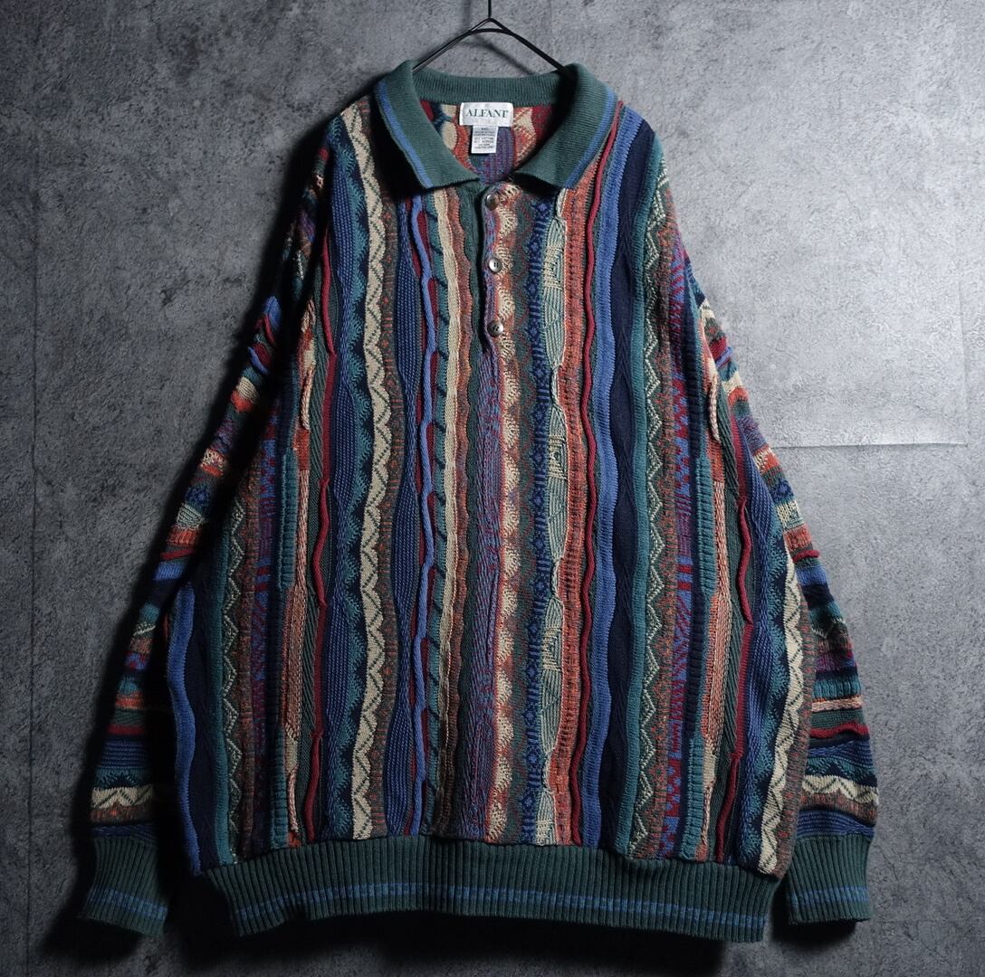 EURO “ALFANI” Multicolor 3D Pattern Design Knit Polo