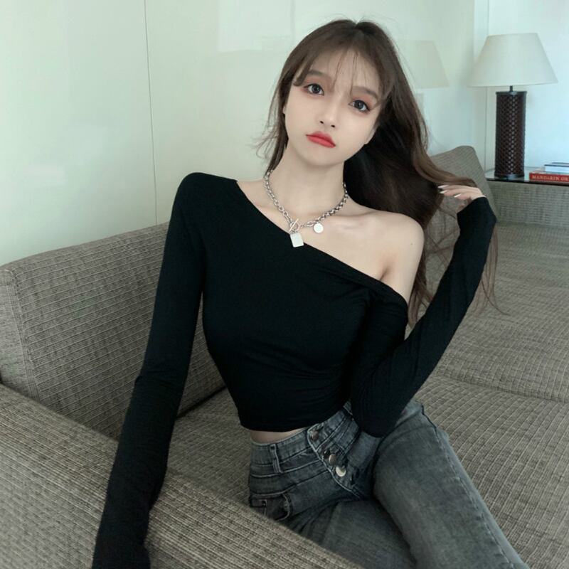 スリム長袖スリーブトップス スプリングTシャツ シャツ レディース ロング 春物 ドラファッションホール44934375502