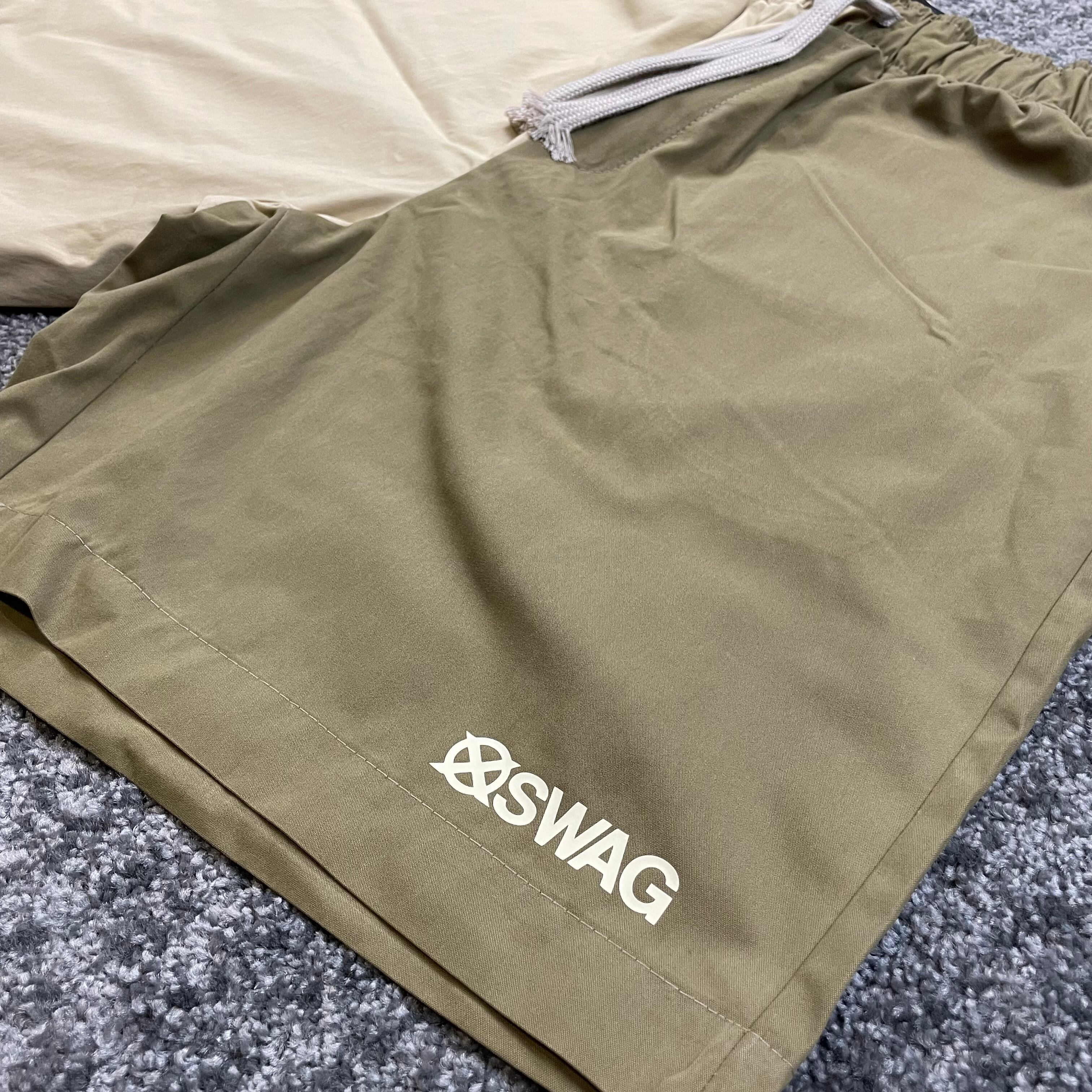 XSWAGバイカラーハーフパンツ（ネイビー／グレー）（ベージュ・カーキ