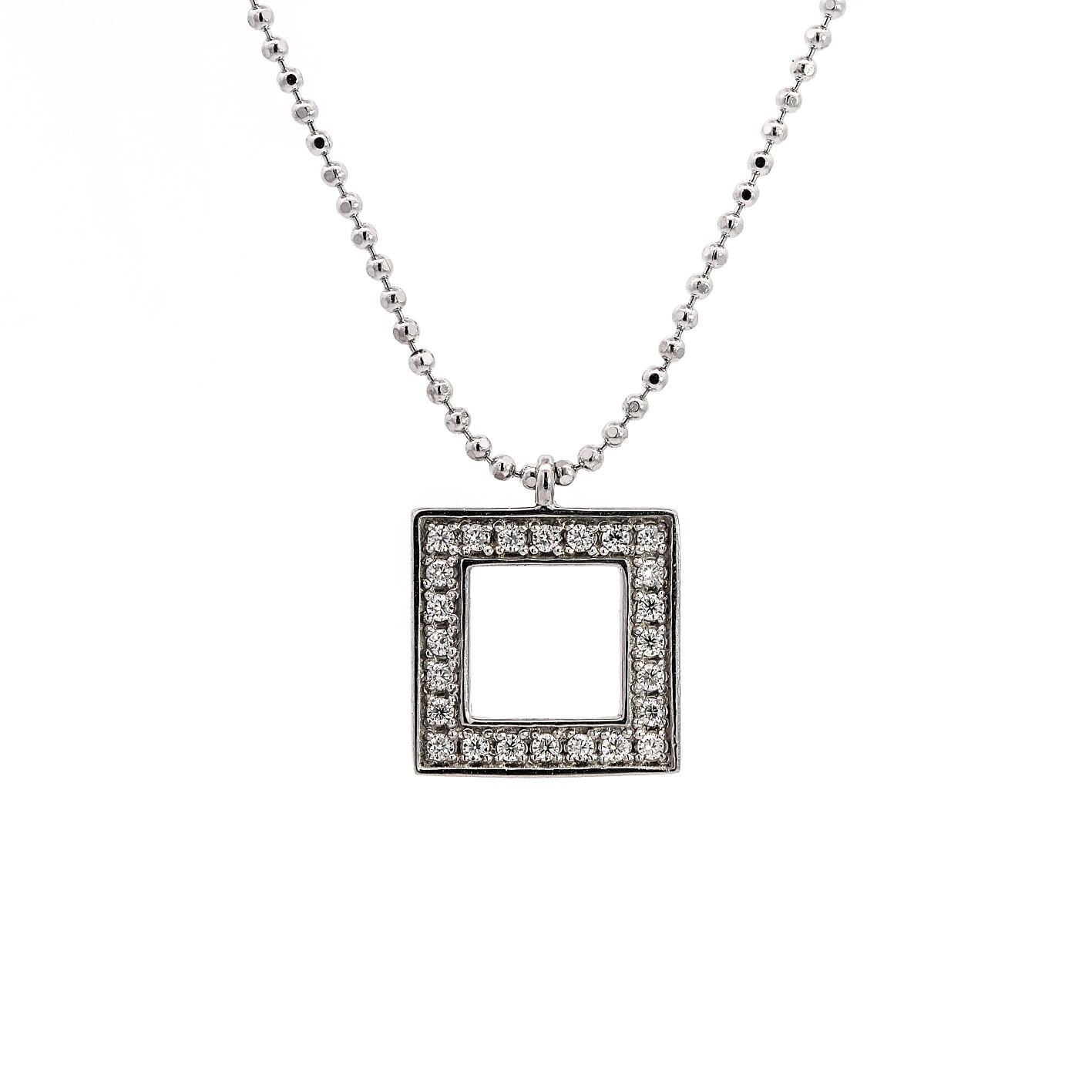 【スクエアネックレス】正四角 ネックレス ペンダント 18金 プラチナ K18 Pt950 Pt850 キュービック モアサナイト 天然ダイヤモンド スクエア