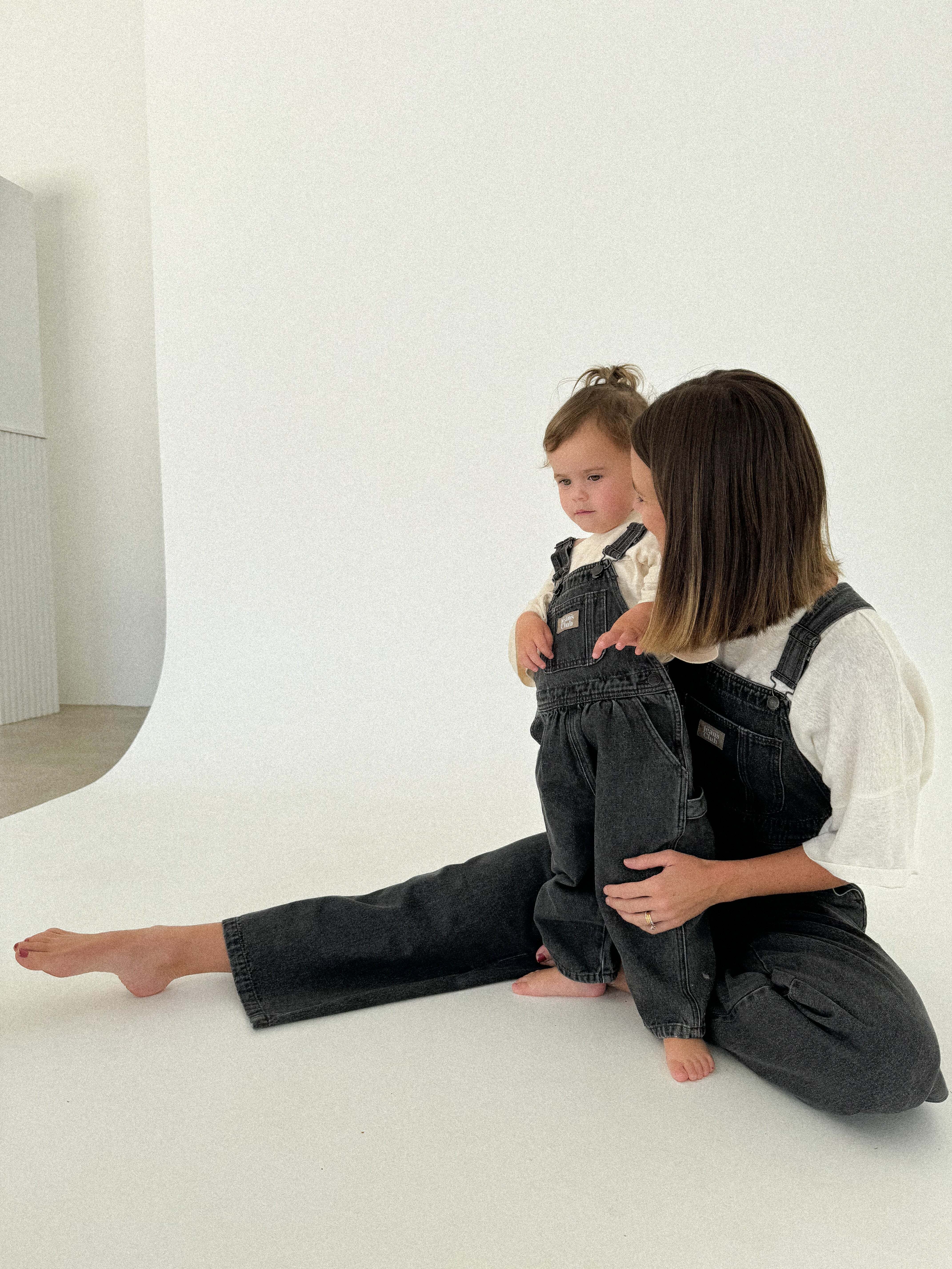 【即納/送料無料】twin collective / Carpenter Overall - Washed Black- / kids