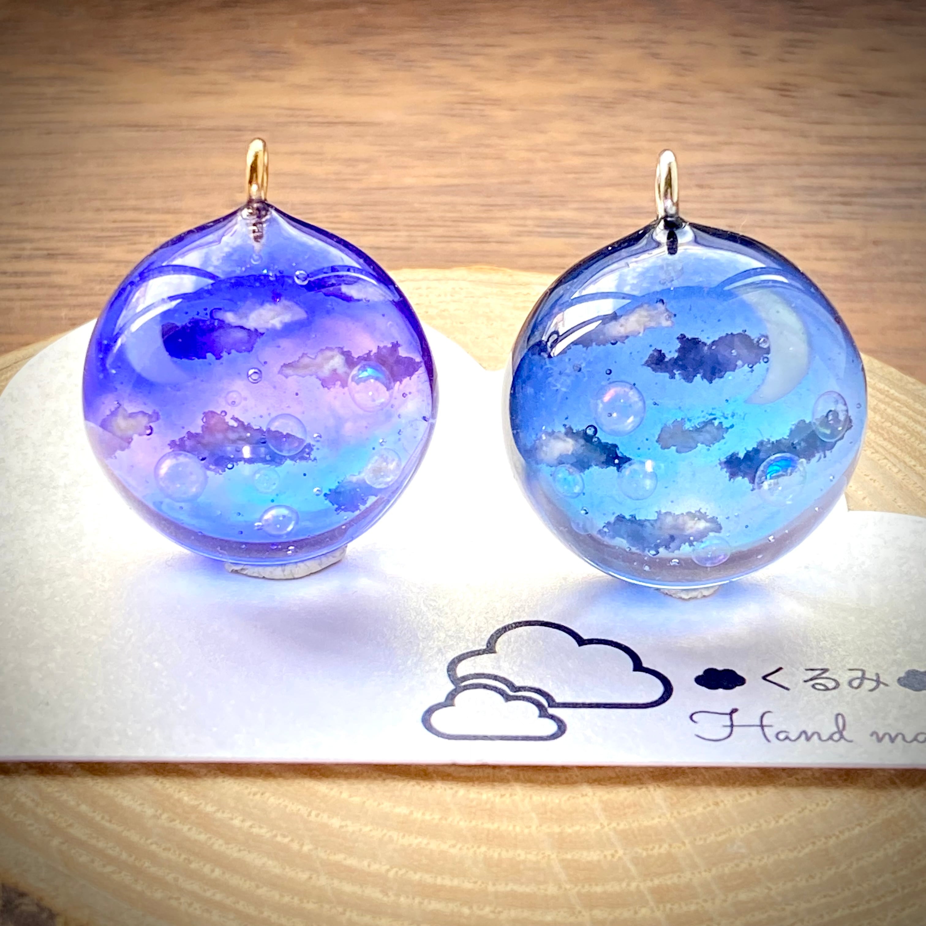 半球の雲レジン 夜空に浮かぶシャボン玉 大きめ E | くるみ☆Hand made☆