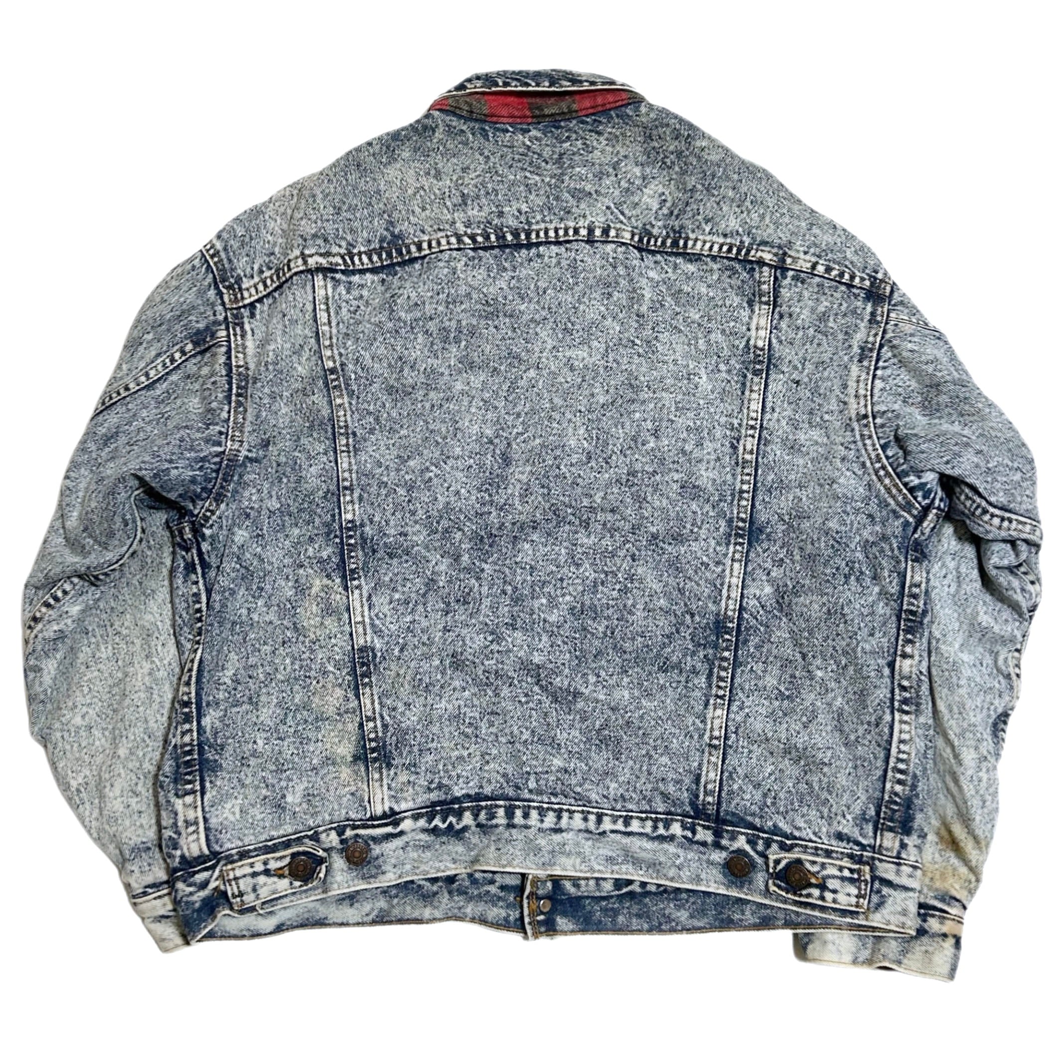 80s Levis リーバイス 70417−0819 アシッドウォッシュ デニムジャケット ジージャン 裏地ブロックチェックネル【Ｌ】MADE IN  USA