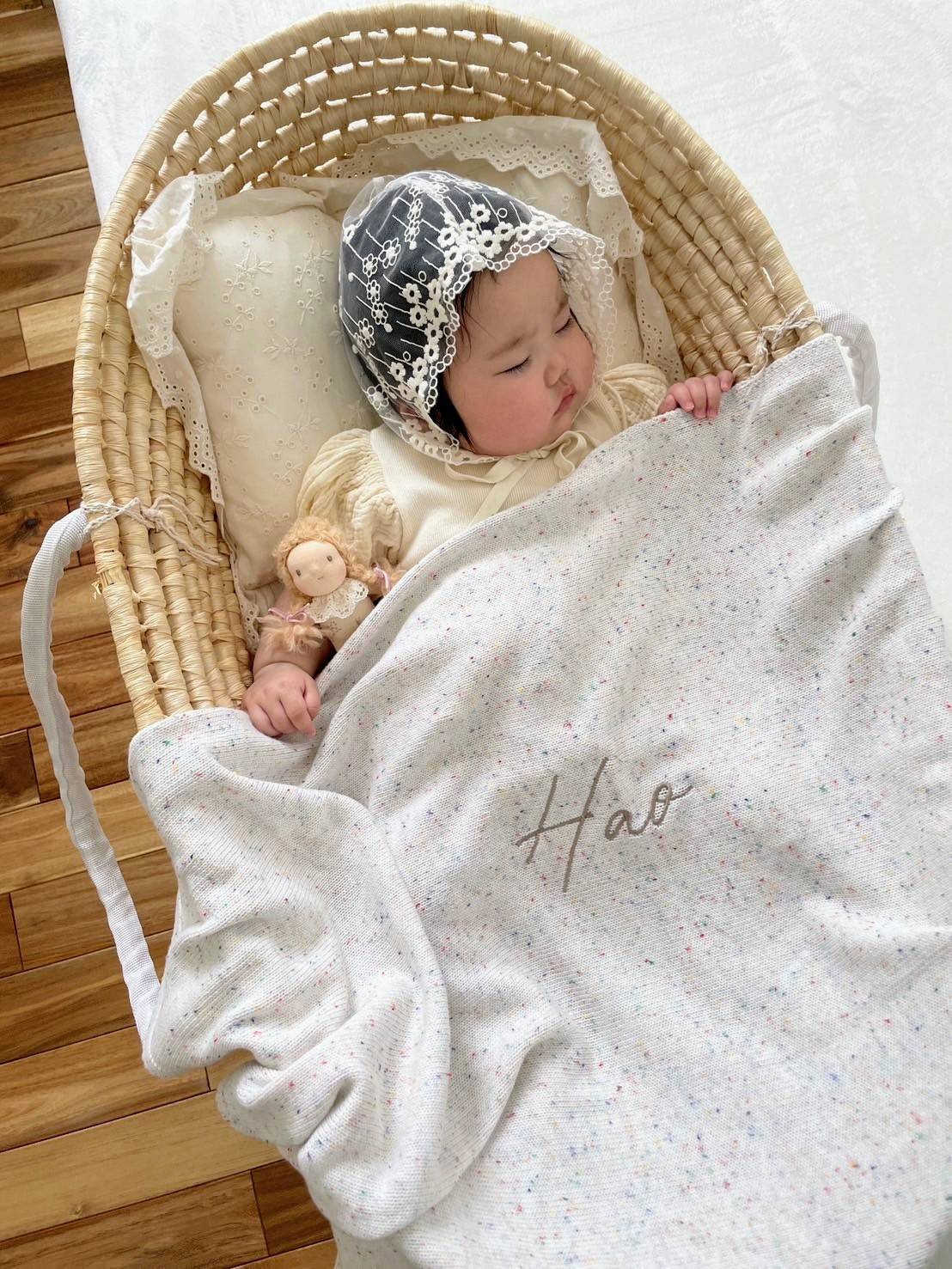 3営業日発送】名入れ刺繍可| Organic cotton blanket -オーガニック