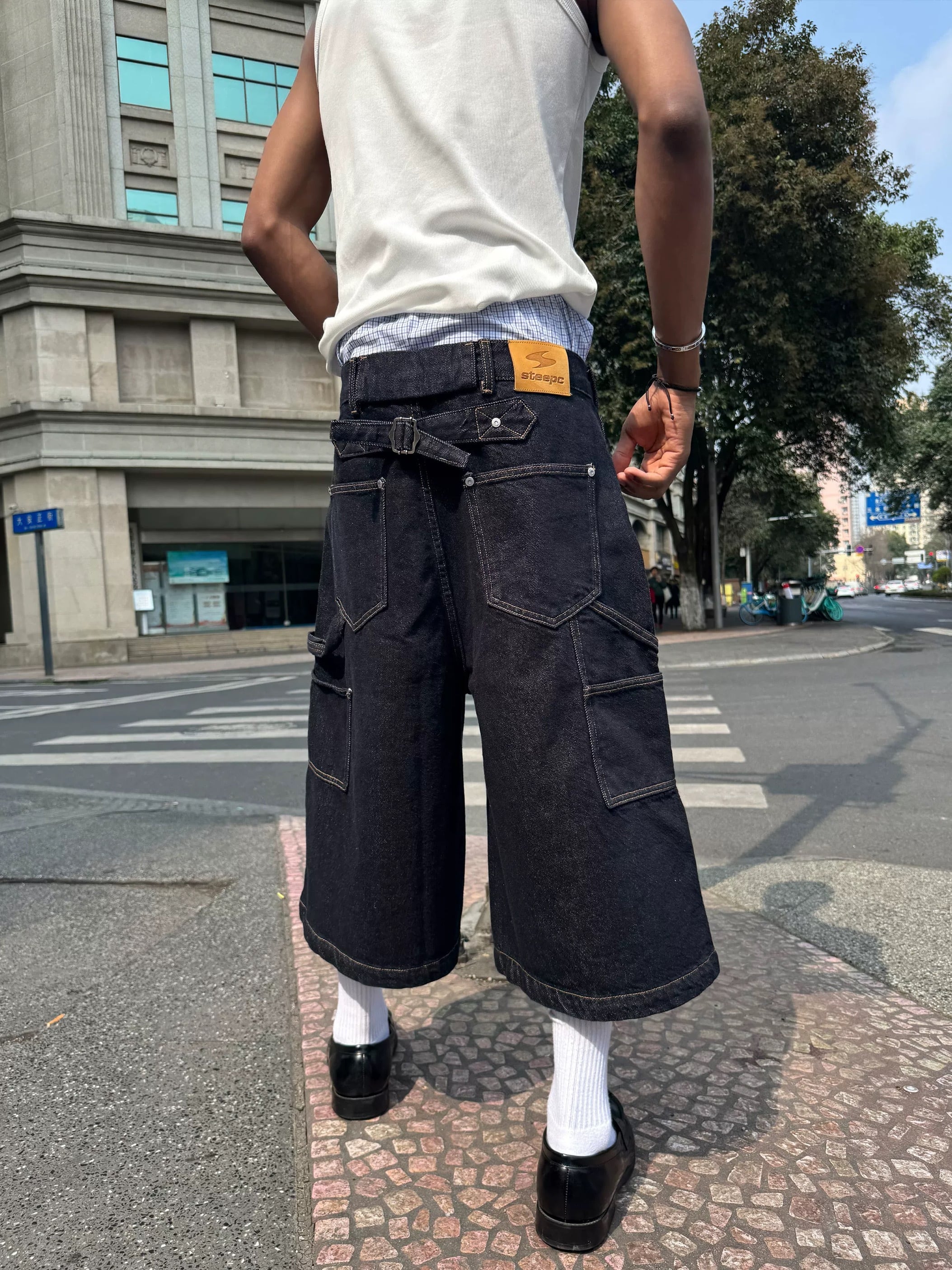Opium super wide denim jorts ハーフデニム | Juns garment service