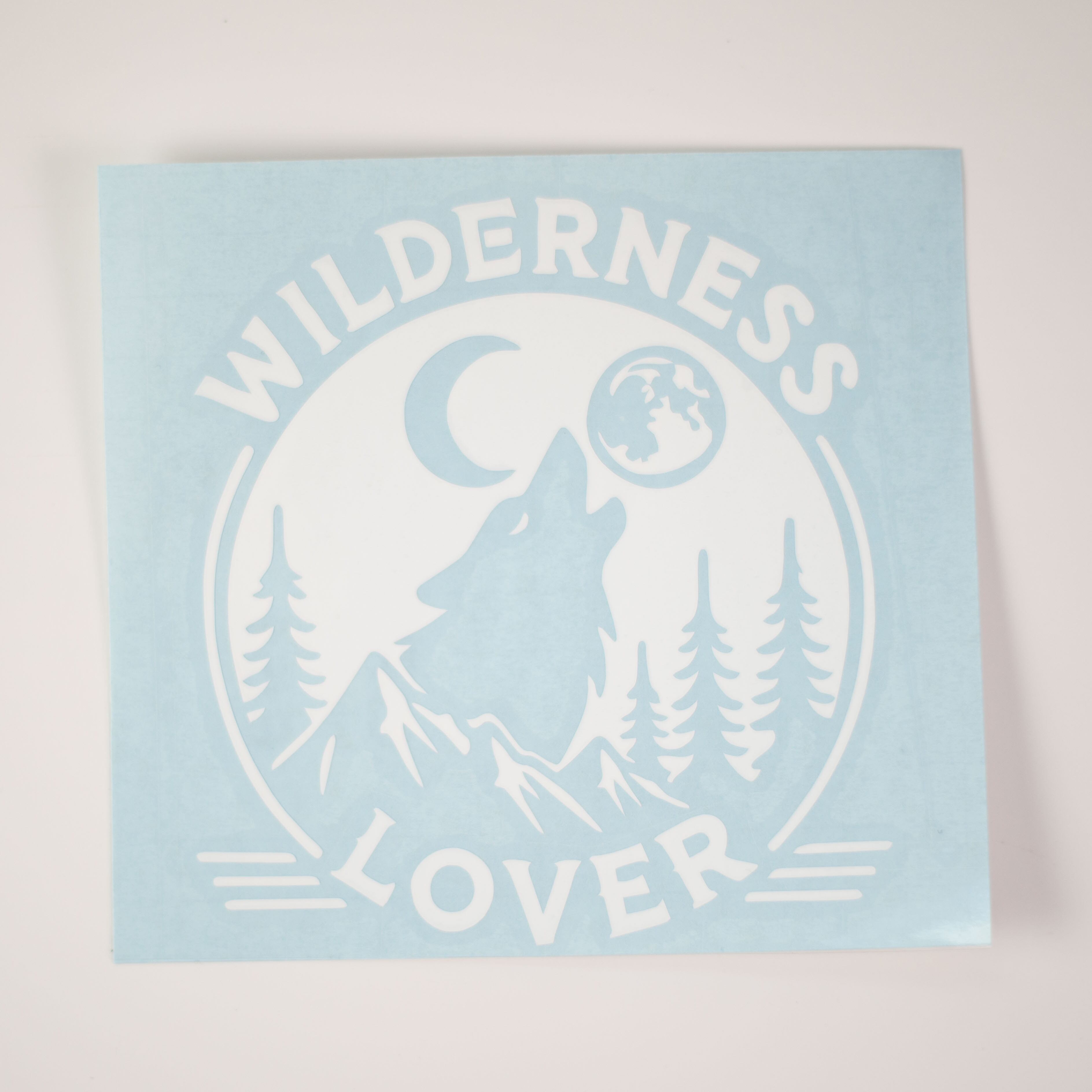 月と森の狼キャンプステッカー】Wilderness lover/ワイルドネス/山