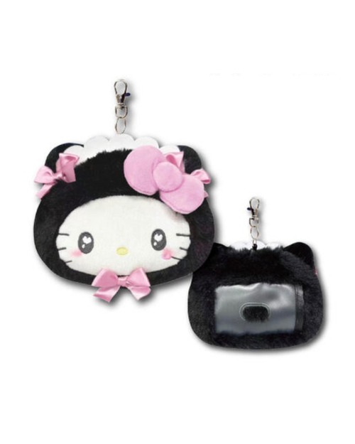サンリオ　フェイスリールパスケース　ねこねこメイド　BK