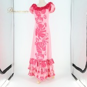 フラダンス 衣装 ワンピース ドレス CC Fashions ピンク系 ハワイ製 ワントーン フリル ボリューミー かわいい 華やか 鮮やか 明るい ラブリー ハワイアン アロハ ハワイアンプリント フラ ダンス レッスン 練習 レディース おしゃれ