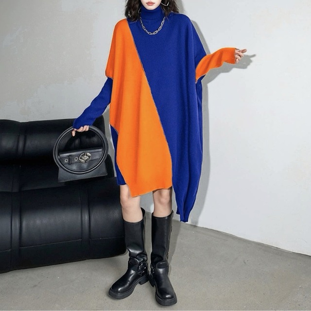 Asymmetric color block one piece【4color】 C1633