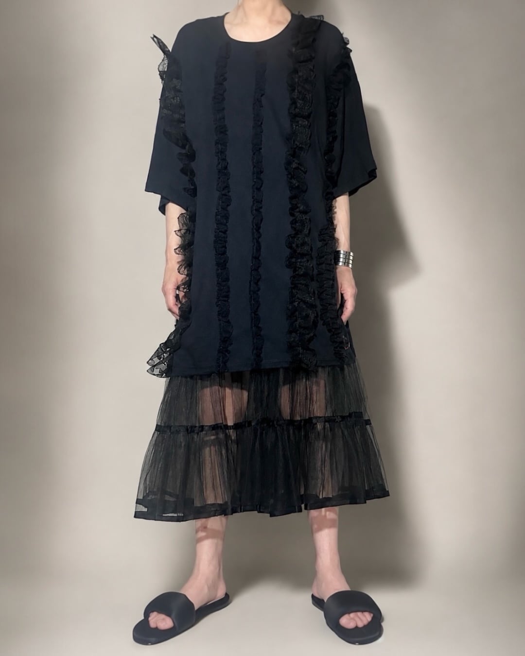 lessico familiare  [STRIPED RUFFLE TEE]
