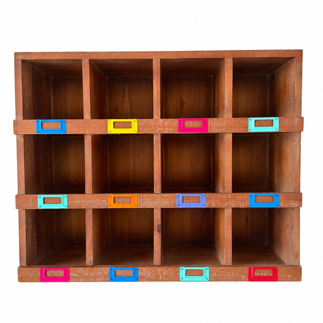 Vivid Label Wood Collection Box W60cm×D19cm×H48cm　収納コレクションボックス No.1