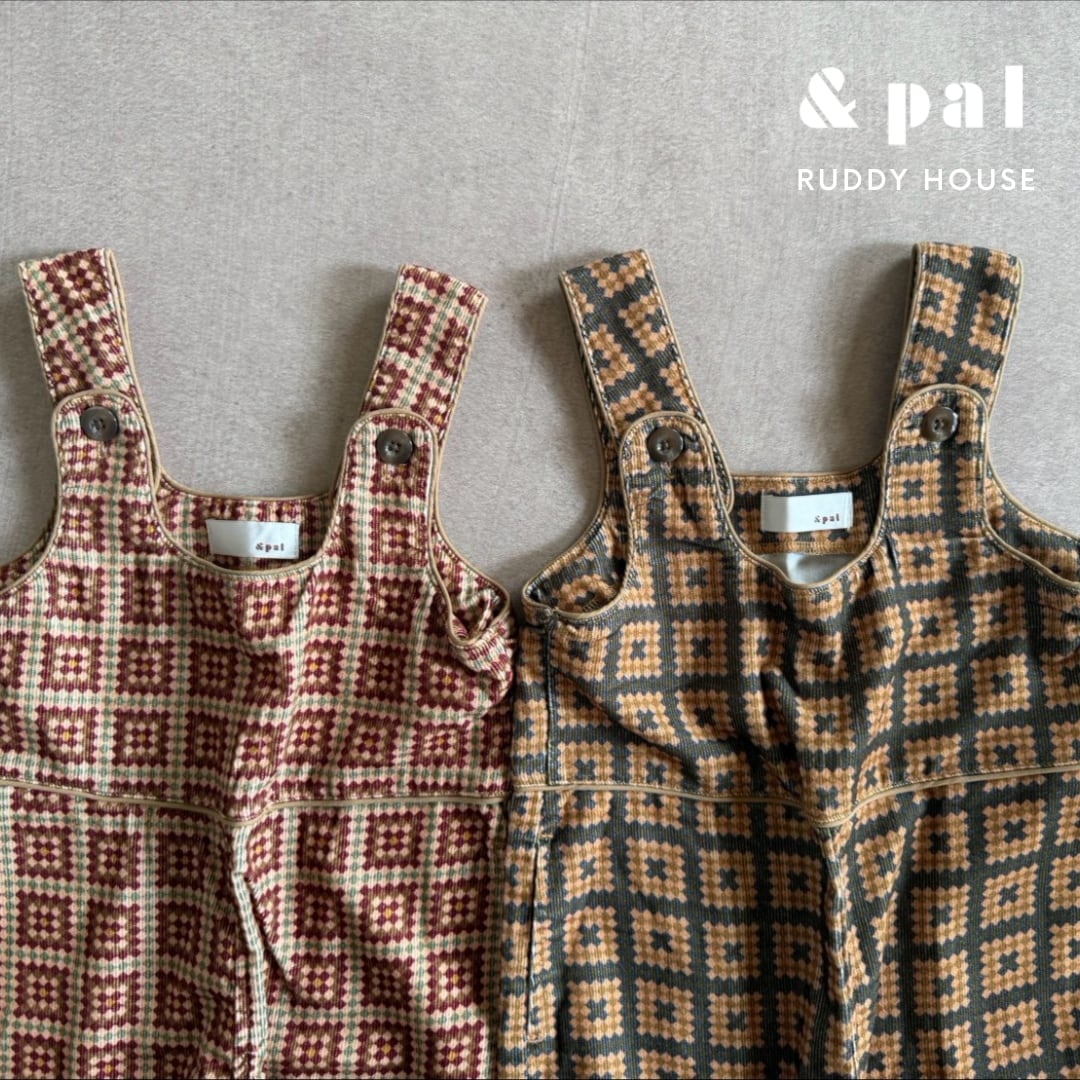 &pal / retro pattern corduroy salopette / 2col