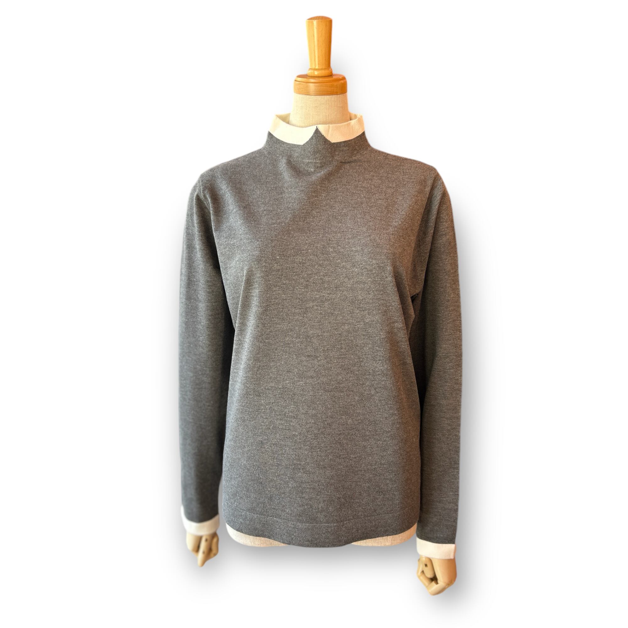 Woman's Cleric Collar Knit-Grey〖MACKINTOSH PHILOSOPHY〗セリックカラーロングスリーブ マッキントッシュフィロソフィー