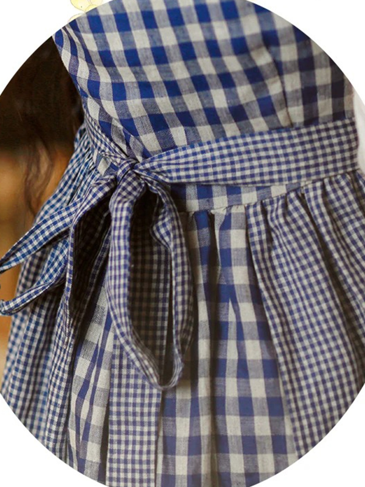 【0174】Patchwork Check Blue Long Sleeve Dress