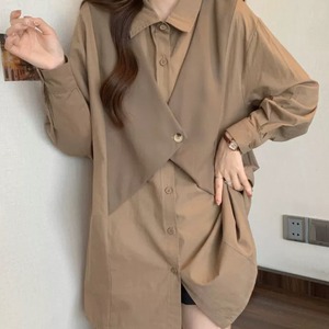 【送料無料】 ブラウス 2色 トップス ロング丈 チュニック ゆったり 長袖 Vネック 襟付き Aライン フレア ボタン 厚手生地 無地 かわいい 大人可愛い 大人女子 こなれ感 シンプル カジュアル 大人 上品 おしゃれ お洒落 ラフ コンサバ デート お出かけ お茶会 女子会 休日 授業参観 春 秋 30代 40代 女性用 レディース 着回し プチプライス カラバリ デイリーユース ファッション コーデ スタイル 楽ちん 定番アイテム 着痩せ 垢抜け ブラック ブラウン モノトーン ニュアンスカラー