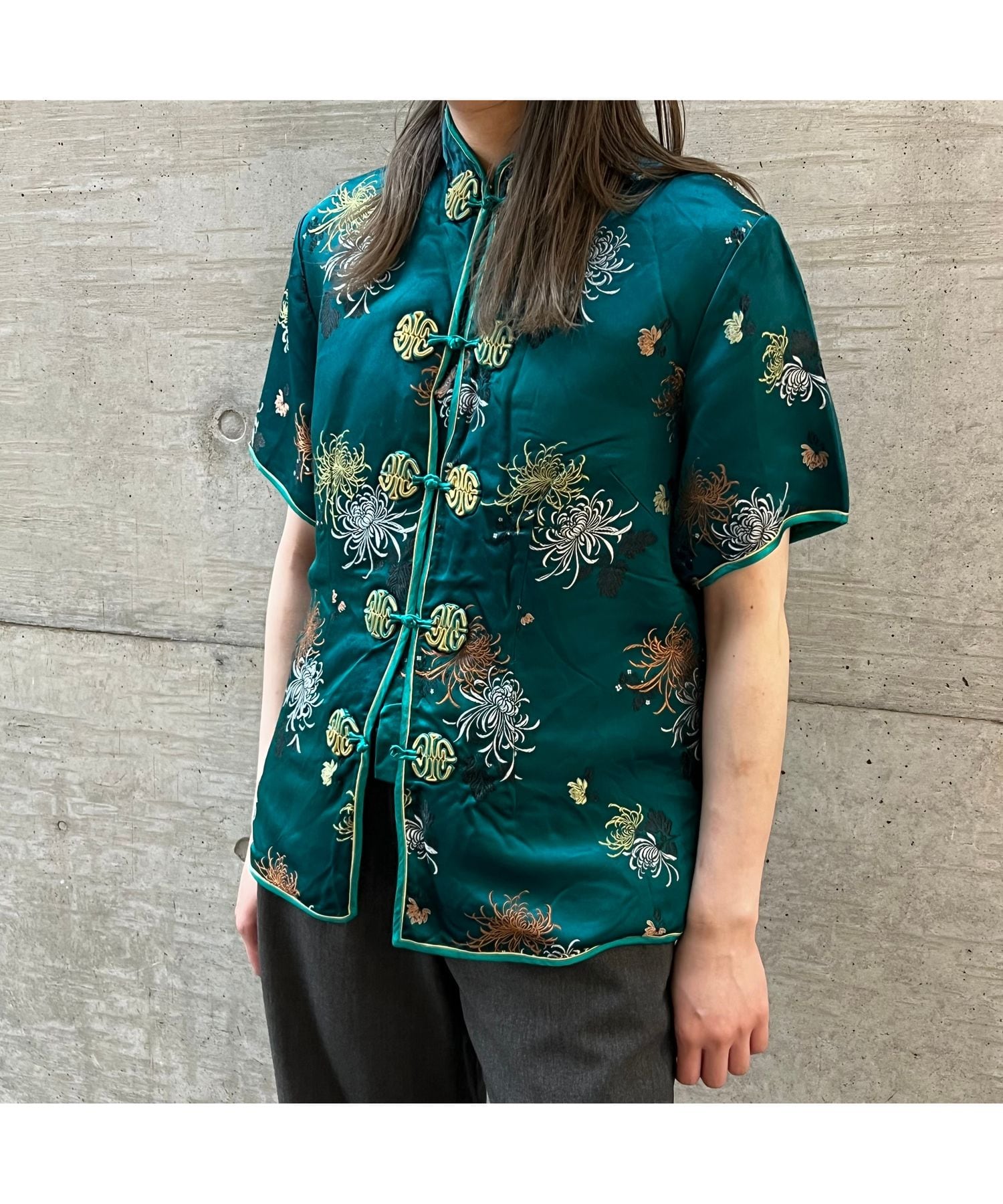 Vintage 牡丹牌 チャイナシャツ エスニックシャツ 柄シャツ 民族