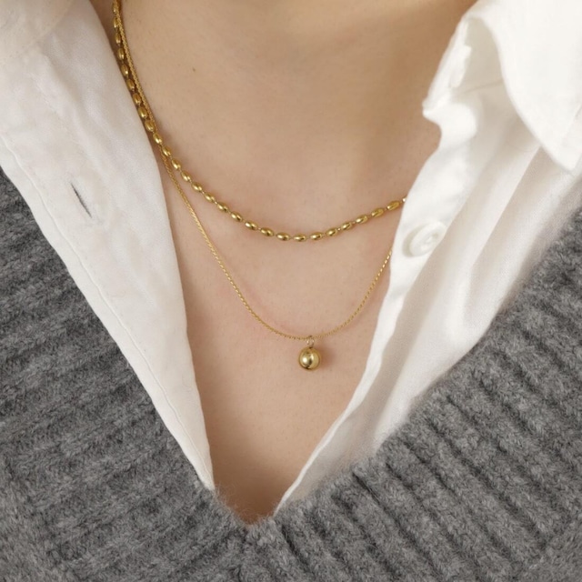 316L double line gold necklace #n163
