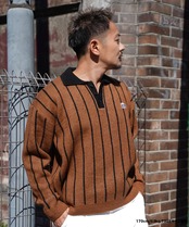 【#Re:room】STRIPE BIG KNIT POLO［REK137］