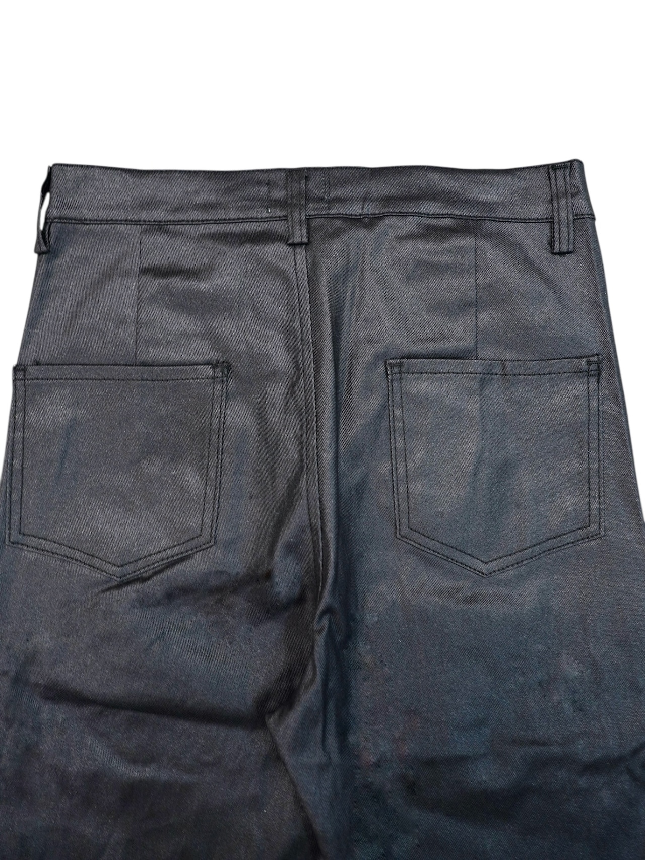 【PLANET STUDIO】Wax Coating Zip Flare Denim Pants