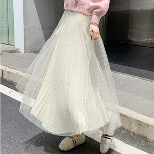 チュール ビーズ リバーシブル ニット スカート 10297