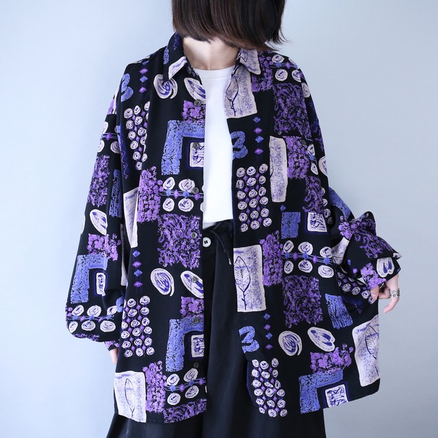 beautiful violet art pattern over silhouette shirt