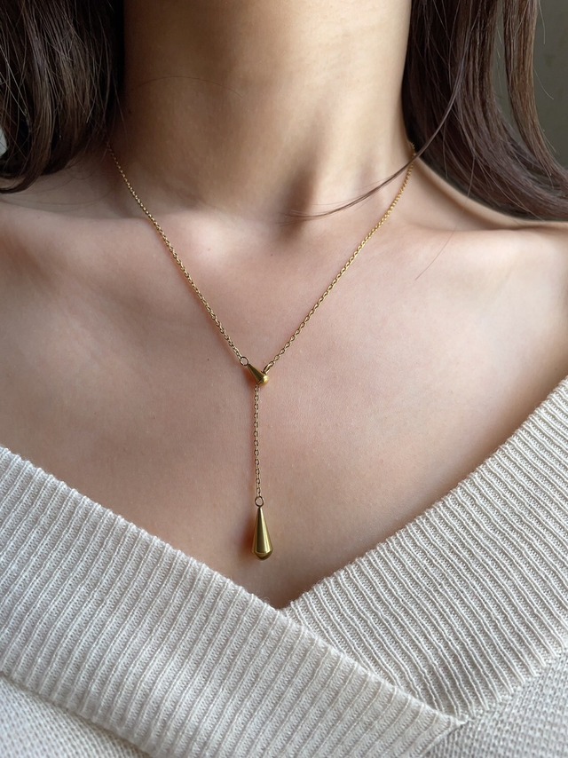 【#lufine】Drop Y Necklace