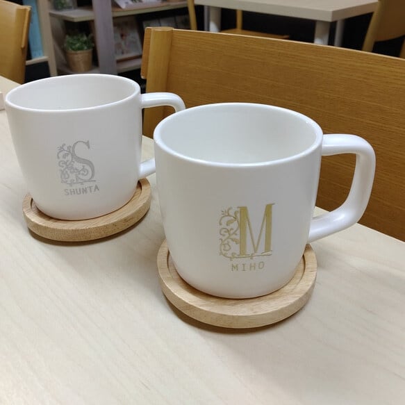 ふむふむ様ご確認名入れコップ木製コースター箸ギフトラッピング