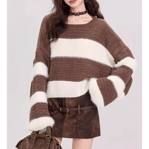 fuzzy border mix loose knit m0856