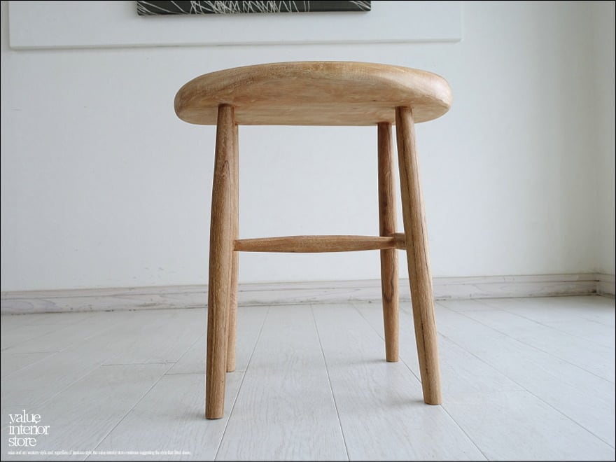 チーク無垢材 スツールCirF / N01 椅子 イス ナチュラル カフェチェア