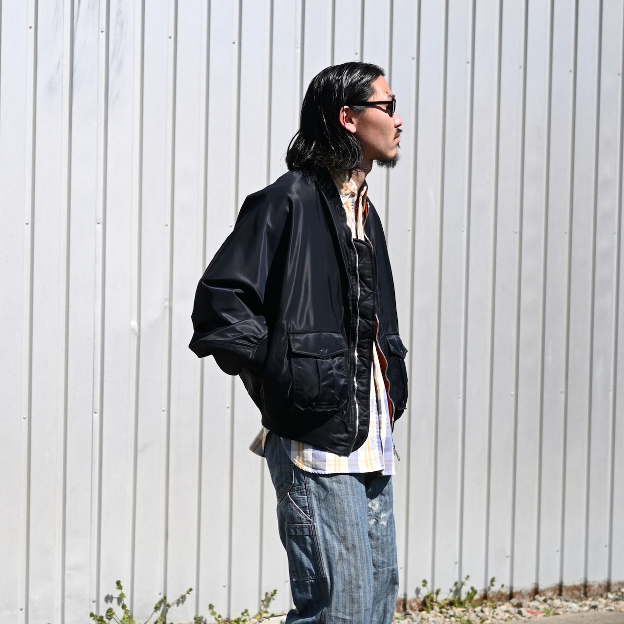 Leh / Bonber Jacket とBOWWOWのネルシャツ、モーターサイクルパンツ