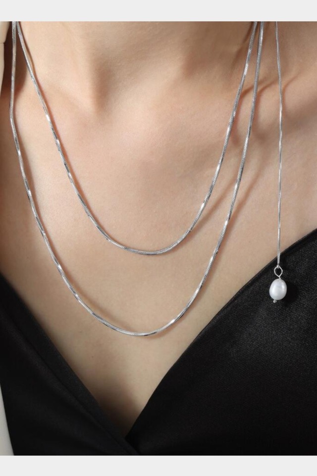 【316L】Pearl × Silver necklace