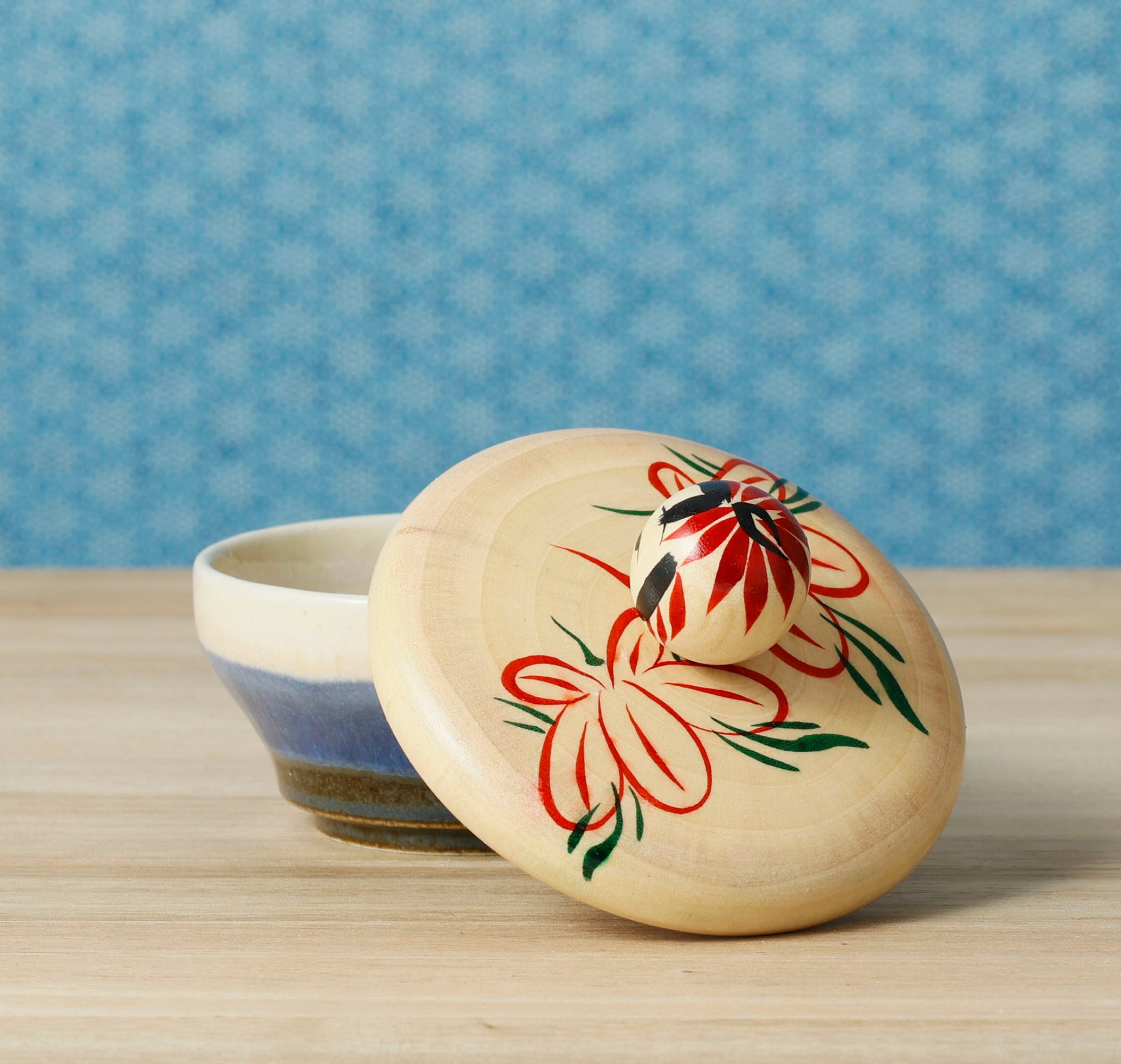 こけし蓋と陶器の小物入れ】作並系 加納陽平工人 7.5cm | Kokeshi lid