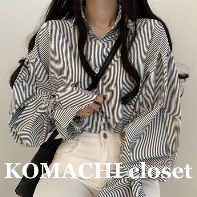 【送料無料】 ストライプシャツ ストラップスリーブ ランタンスリーブ 長袖 シャツ カジュアル 韓国 レディース オルチャン 袖あり 襟付き かわいい 大人可愛い きれいめ シンプル 大人 上品 おしゃれ お洒落 大人女子 こなれ感 ラブリー キュート 主役級 存在感 抜け感 無地 春 夏 20代 30代 40代 オフィス ビジネス OL 通勤 通学 デート 女子会 お泊まり 休日 イベント 旅行 着回し 普段使い 重ね着 トレンド インスタ映え S M L XL 2XL ゆったり トップス