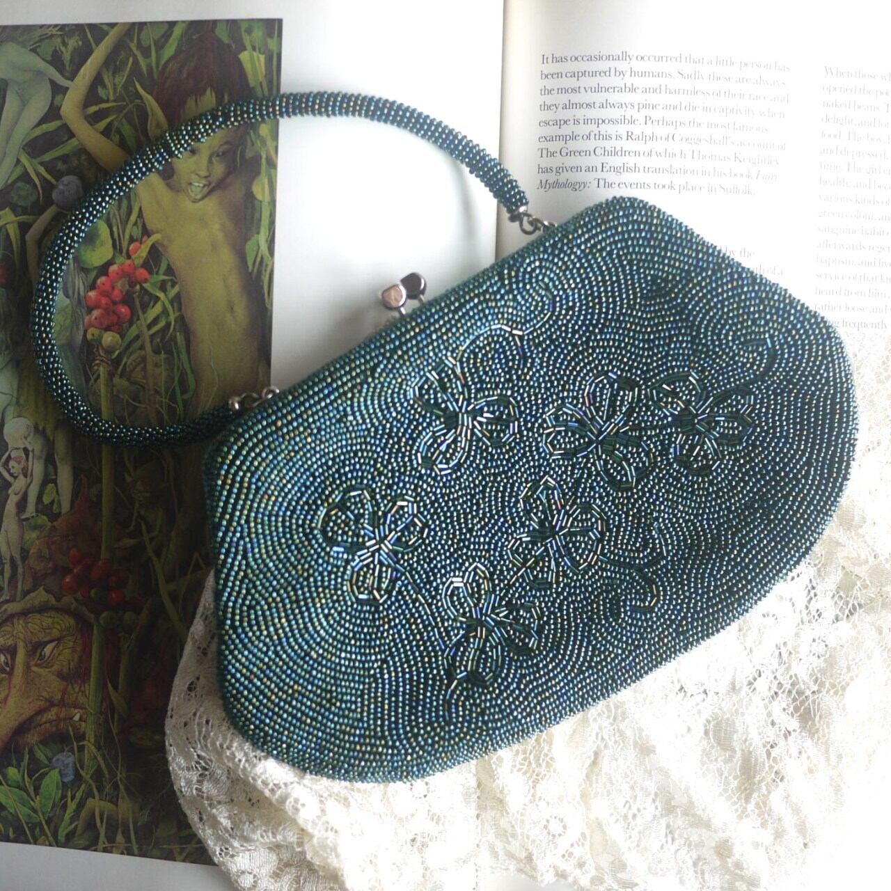 シャムロック ビーズバッグ 総ビーズ レトロ 日本