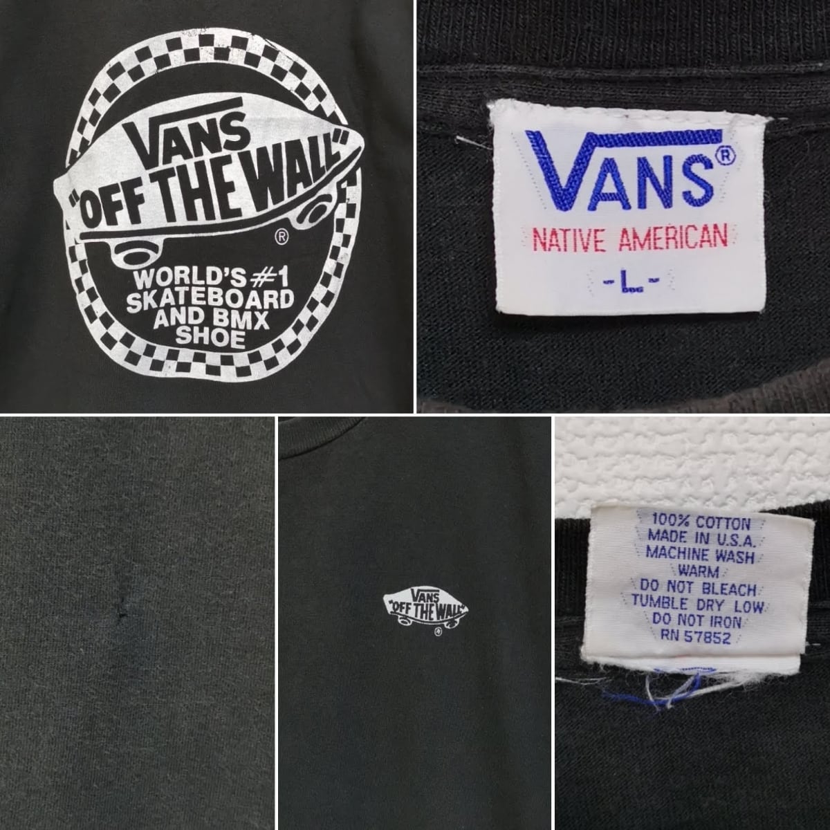 送料無料 L 90s VANS オールド バンズ Tシャツ SKATE BMX USA製 