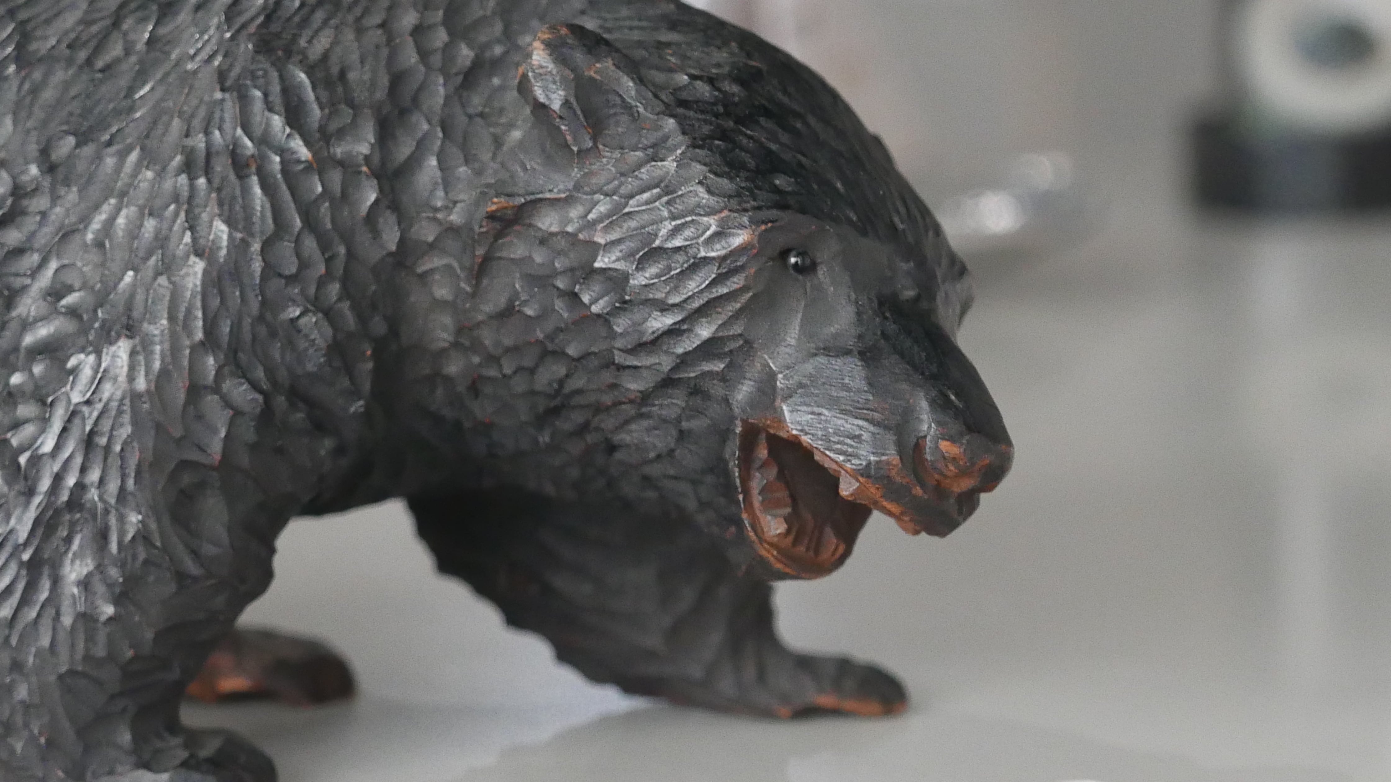 old japan wooden bear , wild black