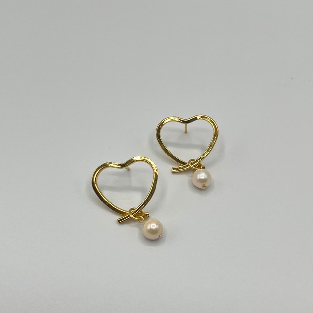 アコヤ真珠 ハート ピアス