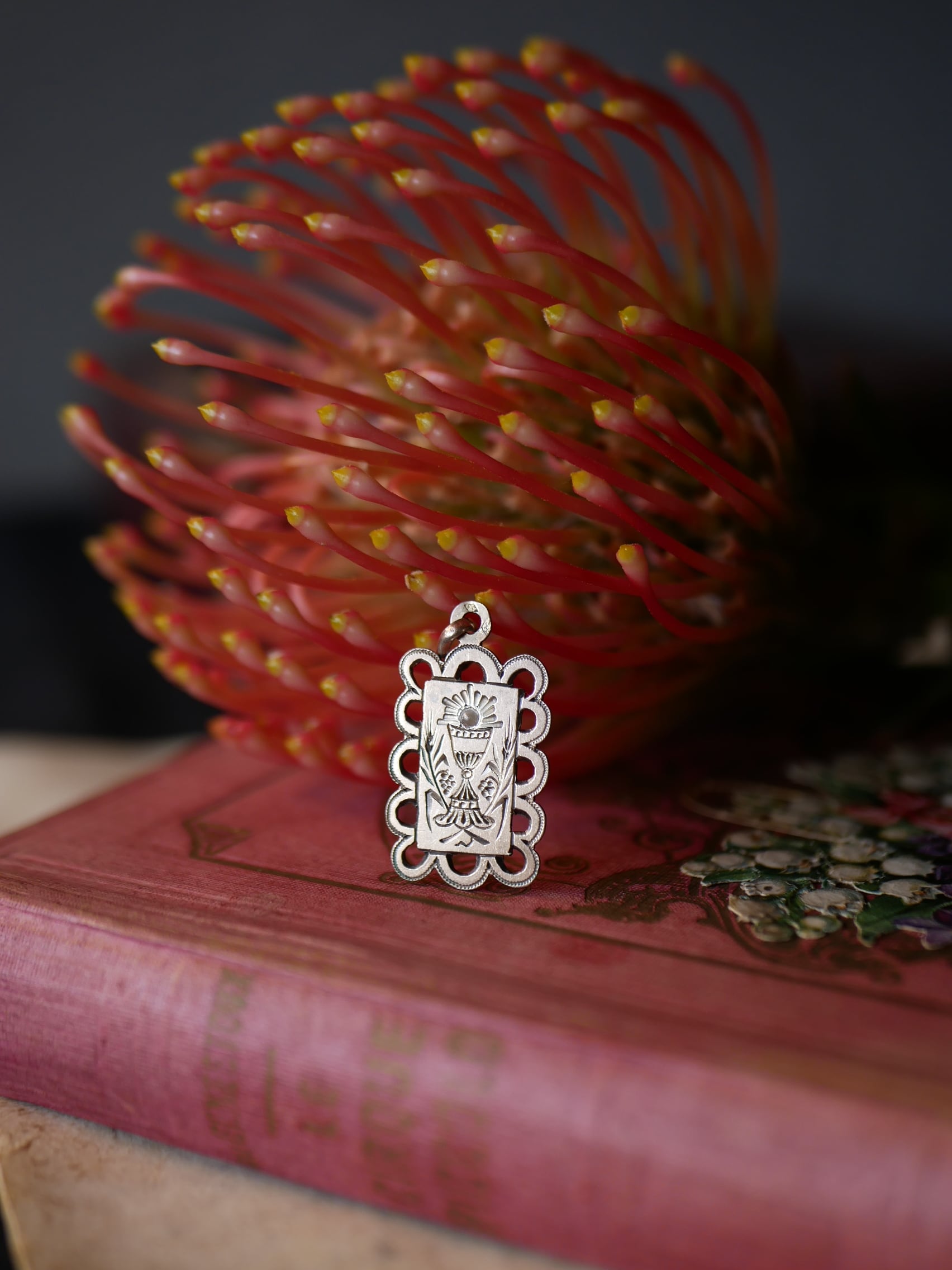 フレンチシルバー 純銀 ペンダントトップ 聖杯 フランスアンティーク ブロカント