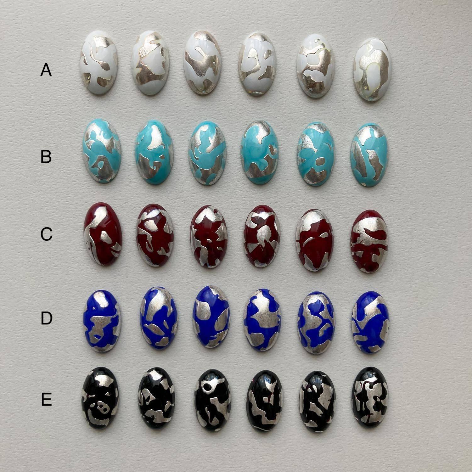 再入荷〉銀箔入り縦長オーバル型チェコガラスカボション | Dua