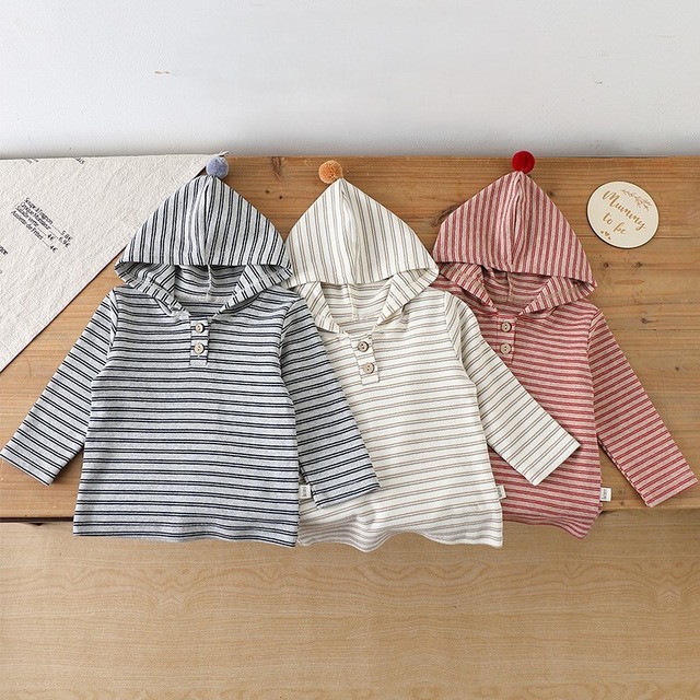 【秋作】フード付きボーダープルオーバー