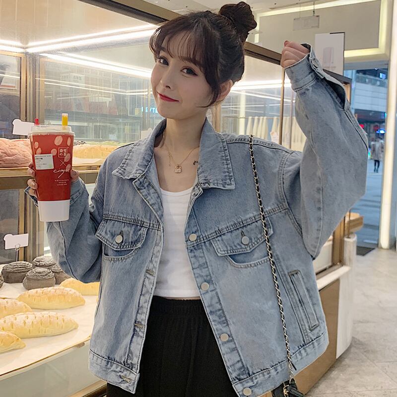 スタンダードルーズジャケット スプリングオータムショートトップス ロング レトロ ストリート 春物 秋物 スーパーモール73031368340