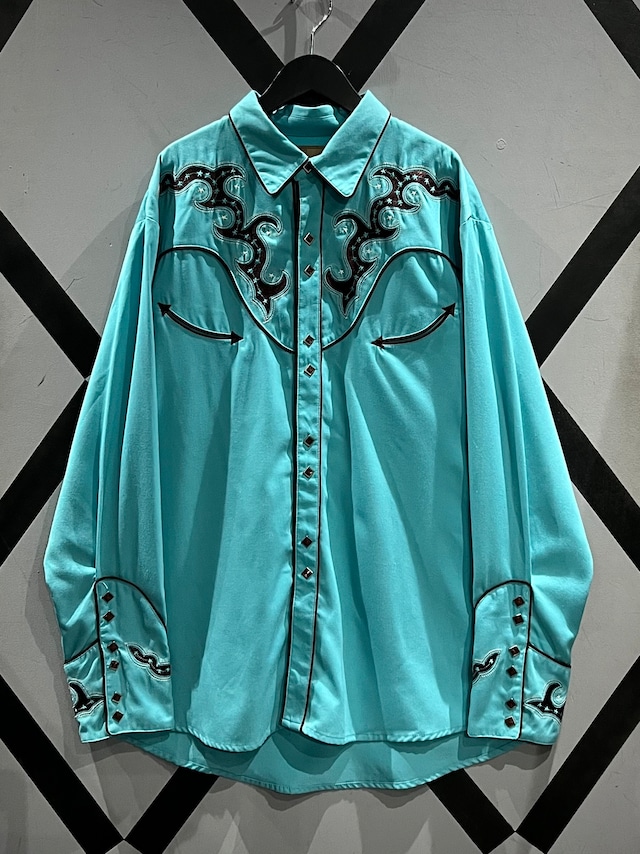 【X VINTAGE】“Scully” Special Embroidery Vintage Loose L/S Western Shirt