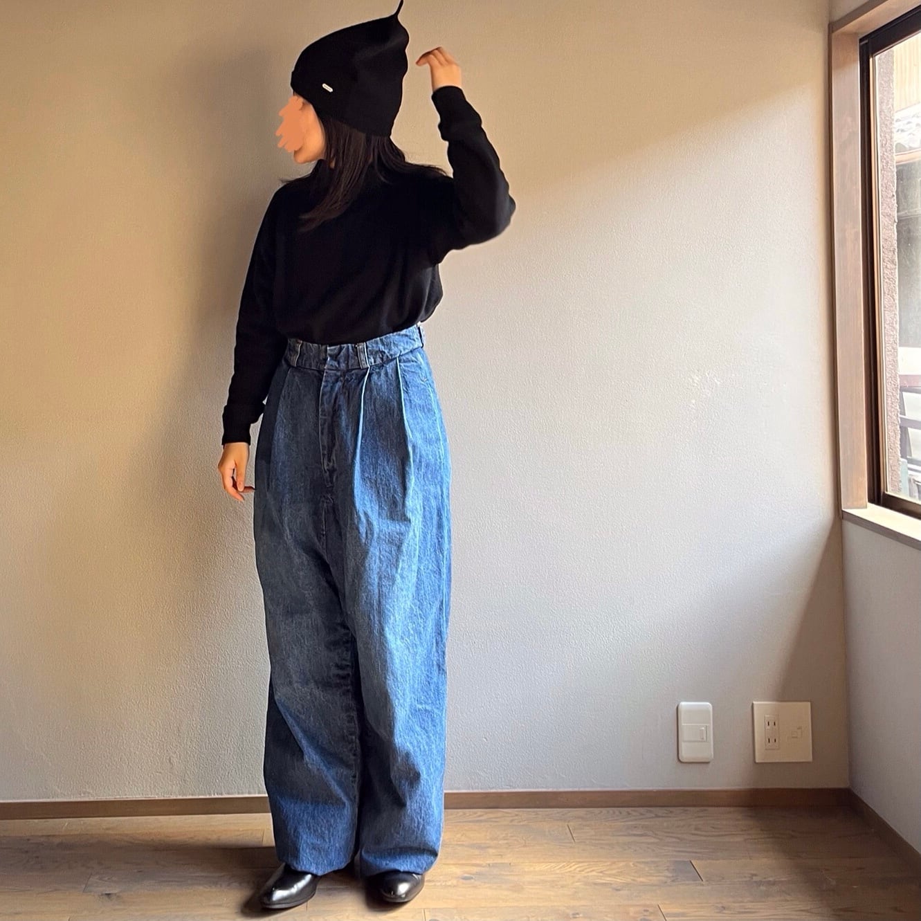 R&D.M.Co-/OLDMAN'S TAILOR TUCK DENIM WIDE PANTS（Vintage Like