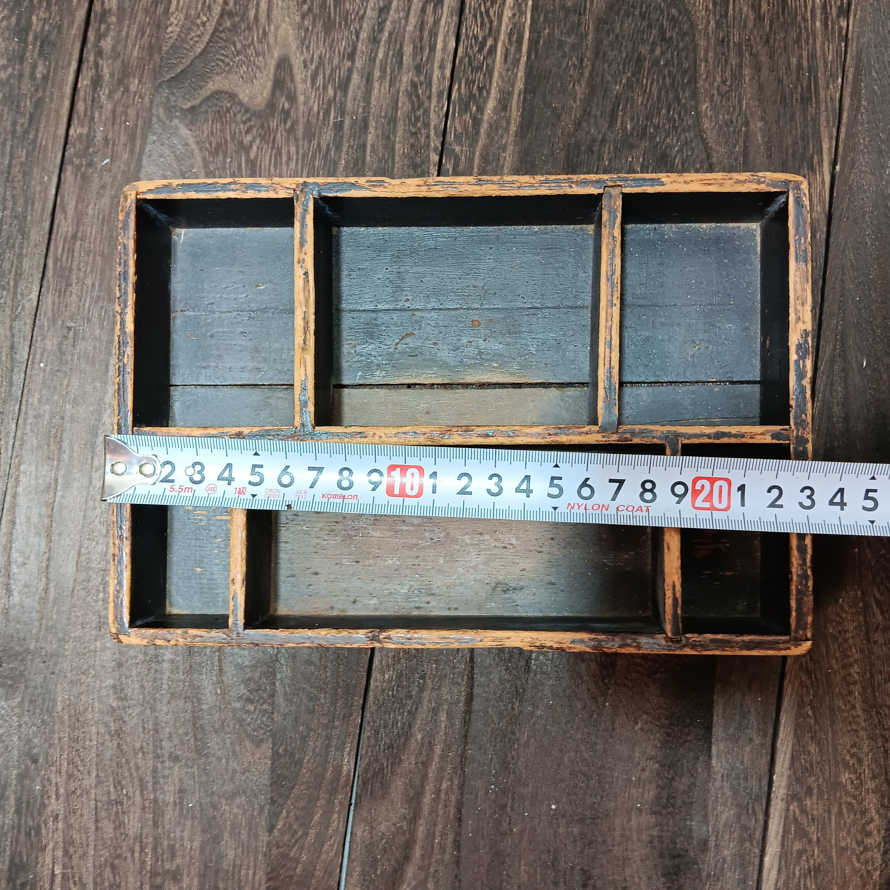 アンティーク 木の仕切りケース トレー 木箱 小物入れ レトロ 昭和